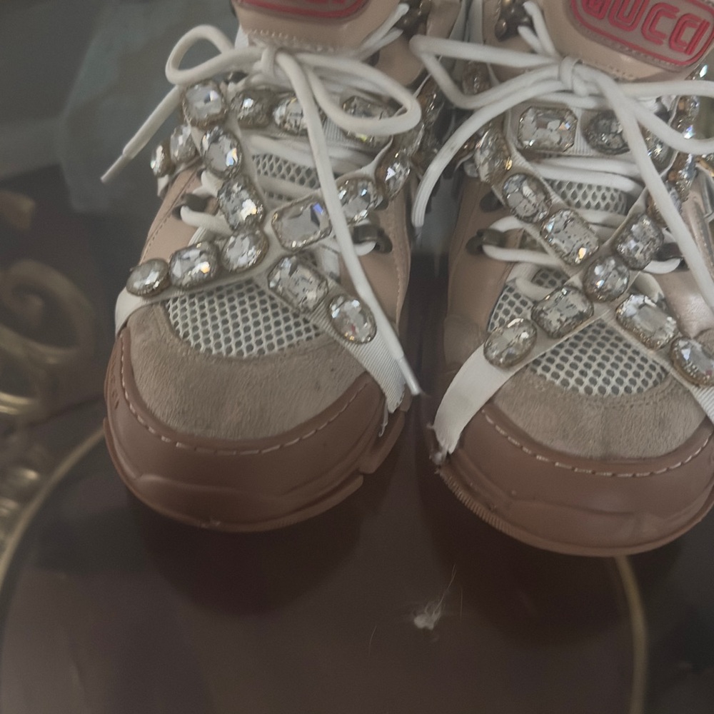 Gucci Kids' Brown and White Embellished Sneakers